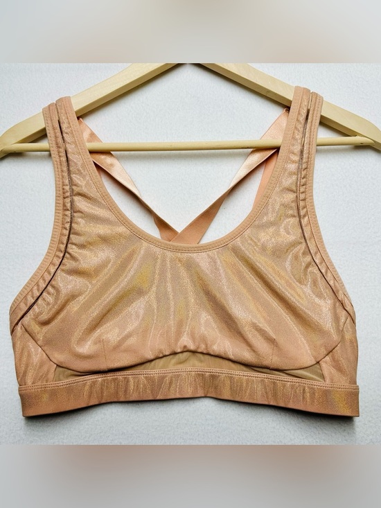 Fabletics Other - Fabletics Peach Shimmer Sports Bra – XL, Crisscross Back, 28” Bust